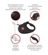 Поводок-рулетка для собак WAUDOG R-leash Безумная любовь, до 50 кг, светоотражающий, черный, 5 м - 4