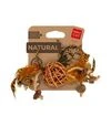 Игрушка для кошек WAUCAT Fun Natural Плетеный мячик с колокольчиком и перьями, 20 см - 2