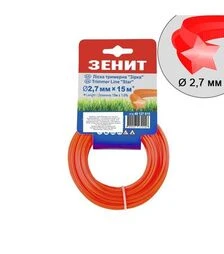 Леска для триммера Зенит звезда 2,7 мм, 15 м (40127015)