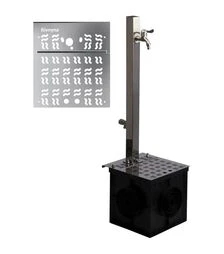Колонка садовая квадратная РІВНИНА Light 50x50 мм, с 2 кранами, дренажным модулем и решеткой "Волна" (20206Хв)