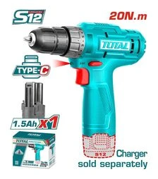 Шуруповерт аккумуляторный TOTAL TDLI12428, 12В, без ЗП (TDLI12428)