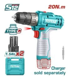Шуруповерт аккумуляторный TOTAL TDLI12202, 12В, без ЗП (TDLI12202)
