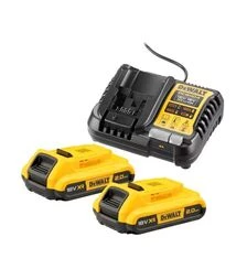 Набір акумуляторний DeWALT DCB1104D2: акумулятор DCB183 18 В, 2 А*год - 2 шт + зарядний пристрій 12/18 В, 4 А