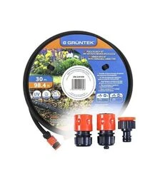 Шланг для крапельного поливу GRUNTEK, 1/2", 30 м, з конекторами та штуцером (296224030)