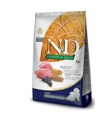 Низькозерновий сухий корм для цуценят середніх та великих порід Farmina N&D з ягням та чорницею, 2,5 кг