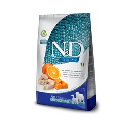 Беззерновой сухой корм для собак средних и крупных пород Farmina N&D Ocean Pumpkin GF с щепкой и апельсином, 2,5 кг