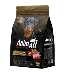 Полнорационный сухой корм для собак больших пород AnimAll Expert Choice со свежей индейкой и ягненком, 2,5 кг
