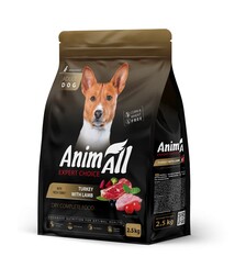 Полнорационный сухой корм для собак средних пород AnimAll Expert Choice со свежей индейкой и ягненком, 2,5 кг