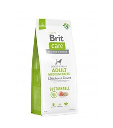 Сухий корм для собак середніх порід Brit Care Dog Sustainable Adult з куркою та комахами, 12 кг