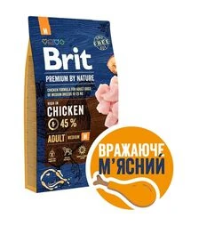 Сухий корм для собак середніх порід Brit Premium Dog Adult M з куркою, 8 кг