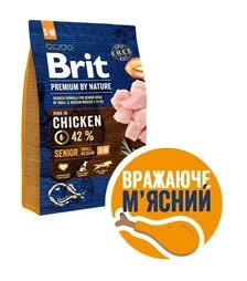 Сухий корм для собак дрібних та середніх порід Brit Premium Dog Senior S+M з куркою, 3 кг
