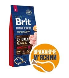 Сухий корм для собак великих порід Brit Premium Dog Adult L з куркою, 15 кг