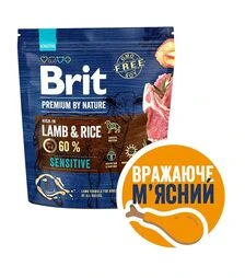 Сухой корм для собак Brit Premium Dog Sensitive для чувствительного пищеварения, с ягненком, 1 кг