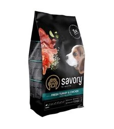 Сухий корм для цуценят Savory Puppy зі свіжою індичкою та куркою, 3 кг