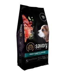 Сухий корм для цуценят Savory Puppy зі свіжою індичкою та куркою, 12 кг