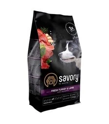 Сухой корм для собак средних пород Savory Medium Breed со свежим ягненком и индейкой, 1 кг