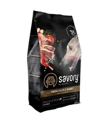 Сухий корм для собак Savory Adult All Breeds зі свіжою качкою та кроликом, 3 кг