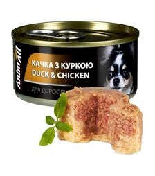 Беззерновой влажный корм для собак AnimAll с уткой и курицей, 85 г