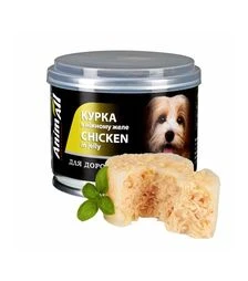 Беззерновой влажный корм для собак AnimAll с курицей в нежном желе, 195 г