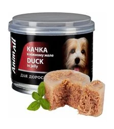 Беззерновой влажный корм для собак AnimAll с уткой в ​​нежном желе, 195 г