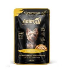 Беззерновой влажный корм для собак AnimAll с курицей, 80 г
