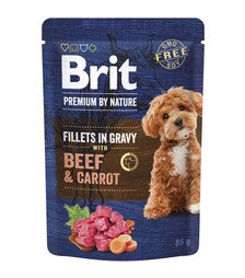 Вологий корм для собак дрібних порід Brit Premium з яловичиною та морквою, філе в соусі, 85 г