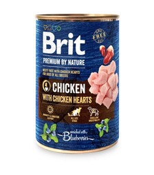 Беззерновой влажный корм для собак Brit Premium by Nature с курицей и куриными сердцами, 400 г