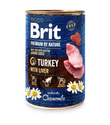 Беззерновой влажный корм для собак Brit Premium by Nature с индейкой и индюшиной печенью, 400 г