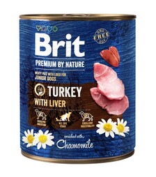 Беззерновой влажный корм для собак Brit Premium by Nature с индейкой и индюшиной печенью, 800 г