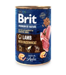 Беззерновой влажный корм для собак Brit Premium by Nature с ягненком и гречкой, 400 г