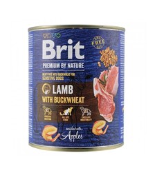 Беззерновой влажный корм для собак Brit Premium by Nature с ягненком и гречкой, 800 г