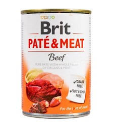 Беззерновой влажный корм для собак Brit Care Pate and Meat с говядиной и индейкой, 400 г