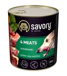 Влажный корм для собак Savory Dog Gourmand паштет с четырьмя видами мяса, 800 г