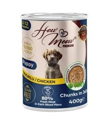 Полнорационный влажный корм для щенков How Meow Puppy с курицей, 400 г