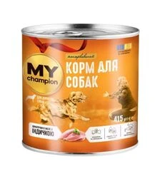 Влажный корм для собак MY Champion кусочки с индейкой, 415 г