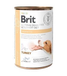 Лікувальний вологий корм для собак Brit VetDiets GF Hepatic при хворобі печінки, з індичкою та горохом, 400 г