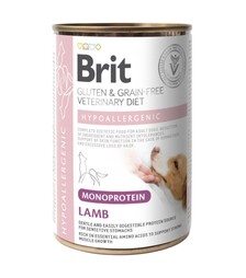 Лікувальний вологий корм для собак Brit VetDiets Hypoallergenic при харчовій алергії, з ягням, 400 г