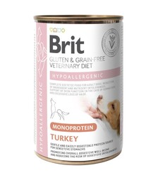 Лікувальний вологий корм для собак Brit VetDiets Hypoallergenic при харчовій алергії, з індичкою, 400 г