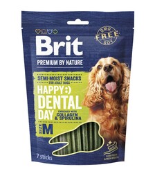 Ласощі для cобак середніх порід Brit Premium Dental Snacks M для здоров’я зубів, з колагеном та спіруліною, 180 г