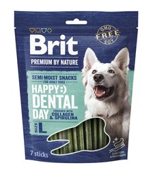 Ласощі для великих порід собак Brit Premium Dental Snacks L для здоров’я зубів, з колагеном та спіруліною, 250 г