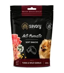 Мягкие лакомства для собак Savory Anti-Parasitic для антипаразитарного эффекта, с тунцом и диким чесноком, 200 г