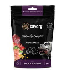 Мягкие лакомства для взрослых собак Savory Immunity для укрепления иммунитета, с уткой и шиповником, 200 г