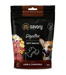 Мягкие лакомства для собак Savory Digestion для улучшения пищеварения, с ягненком и ромашкой, 200 г