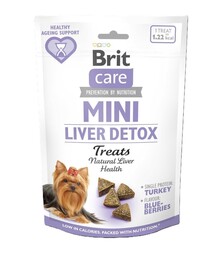 Ласощі для собак дрібних порід Brit Care Mini Treats Liver Detox для детоксу печінки, з індичкою та чорницею, 50 г
