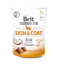 Лакомства для собак Brit Care Functional Snack Skin and Coat для здоровой кожи и шерсти, с крилем и кокосом, 150 г