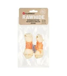 Лакомство для собак Flamingo жевательные кости, обернутые мясом курицы, 11 см, 70 г