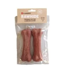 Ласощі для собак Flamingo жувальні кістки, обгорнуті м’ясом качки, 15 см, 220 г