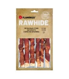 Ласощі для собак Flamingo жувальні стіки, обгорнуті м’ясом кролика, 15 см, 180 г
