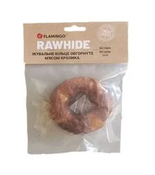 Лакомство для собак Flamingo жевательное кольцо, обернутое мясом кролика, 10 см, 100 г