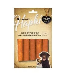 Ласощі для собак Flamingo курячі трубочки, фаршировані рисом, 75 г